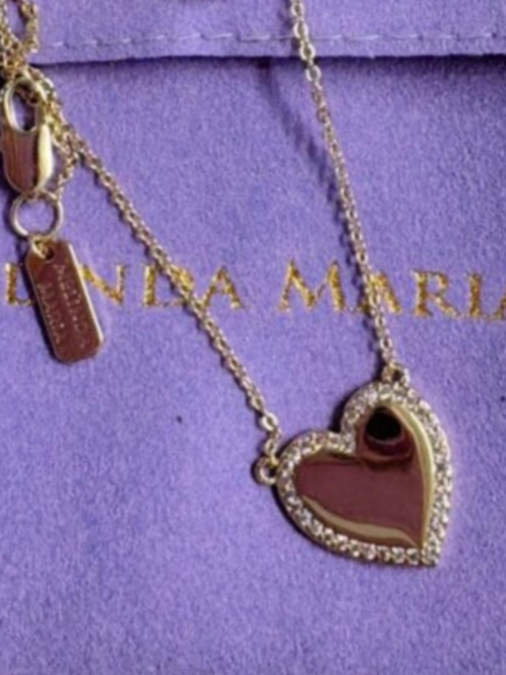 Melinda Maria You Have Mt Heart Dainty Pave Pendant Necklace 16”